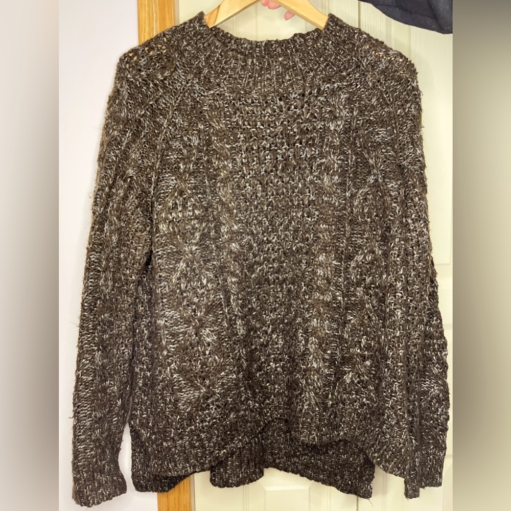 Forever 21 Brown and White Speckled Heavy Knit Sweater Cozy Warm